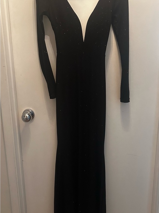 Lulus Dresses & Skirts - Lulu's Black Long-Sleeve Plunge V-Neck Evening Gown